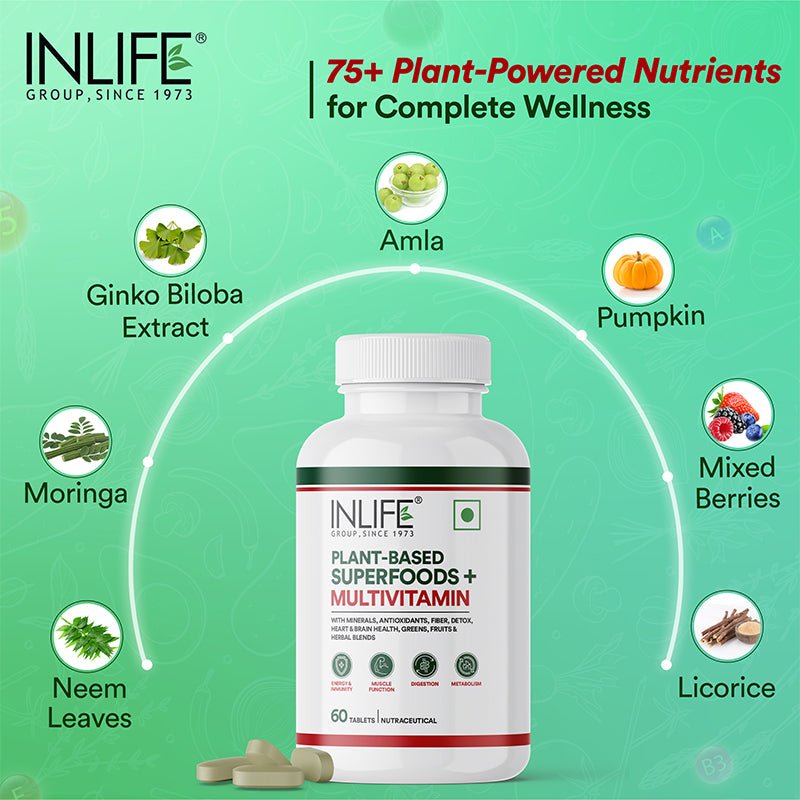 Inlife Plant Based Multivitamins for Men & Women: Superfood | Vegetarian Tablets - 6