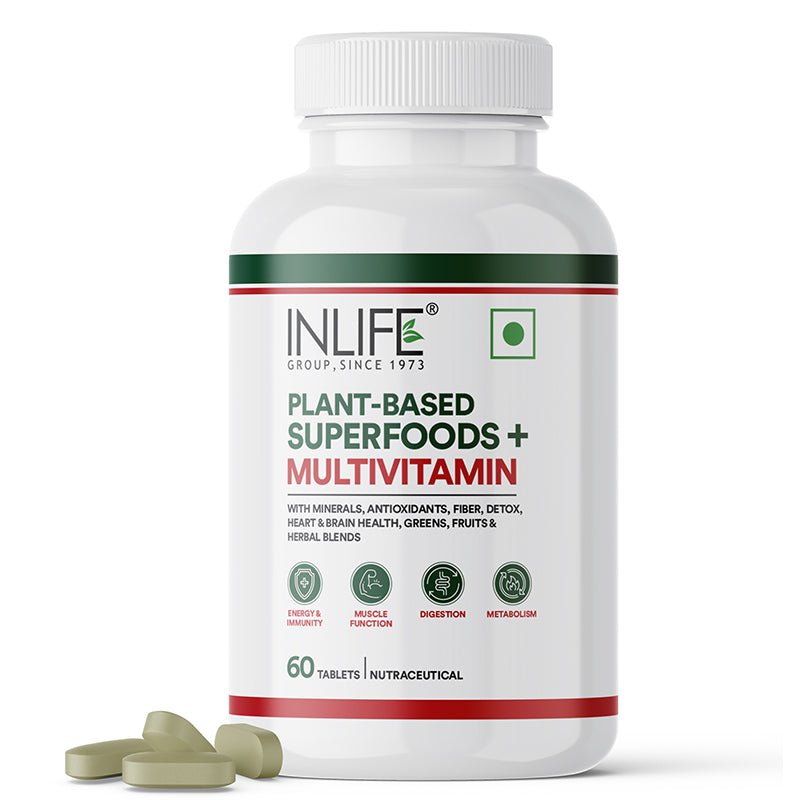 Inlife Plant Based Multivitamins for Men & Women: Superfood | Vegetarian Tablets
