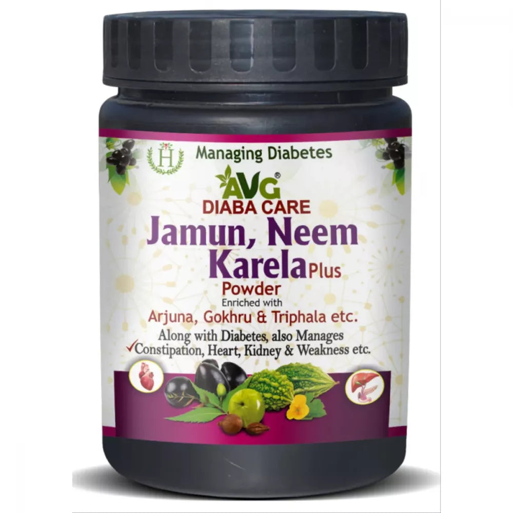 AVG Diaba Care Powder | Ayurvedic Herbal Supplement with Jamun, Neem, Karela, Triphala | Natural Plant-Based Formula 200g