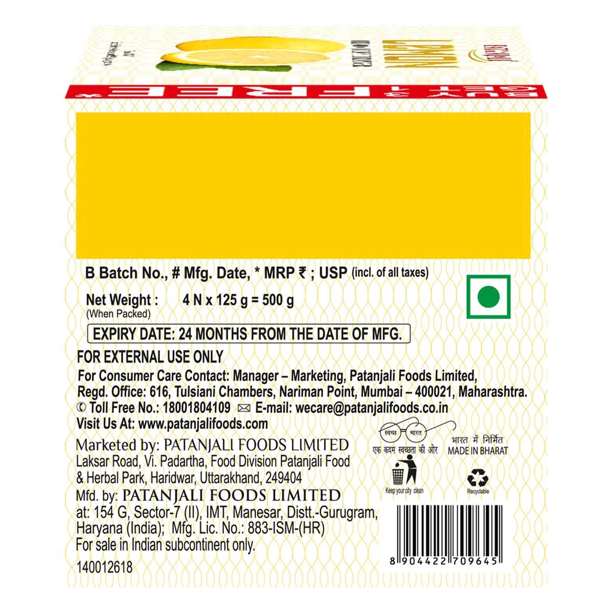 Patanjali Lemon Body Cleanser 125g C.o. B3G1 Free