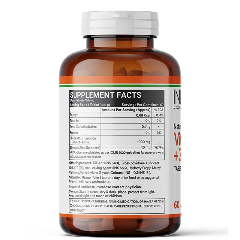 Inlife Natural Vitamin C Amla Extract with Zinc Tablets - 5