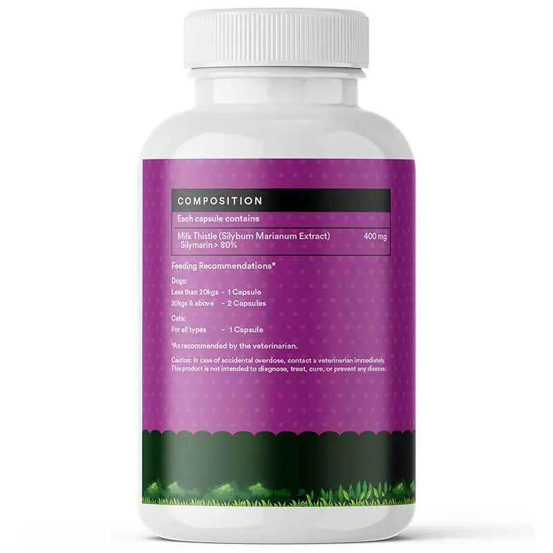Inlife Milk Thistle Capsules for Dogs & Cats | 400mg | 60 Veg. Capsules