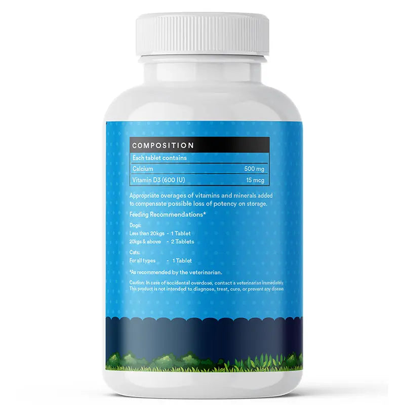 Inlife  Calcium Tablets for Dogs Cats with Vitamin D3 | Stronger Bones, Teeth & Joint Support In Pets 60 Tablets