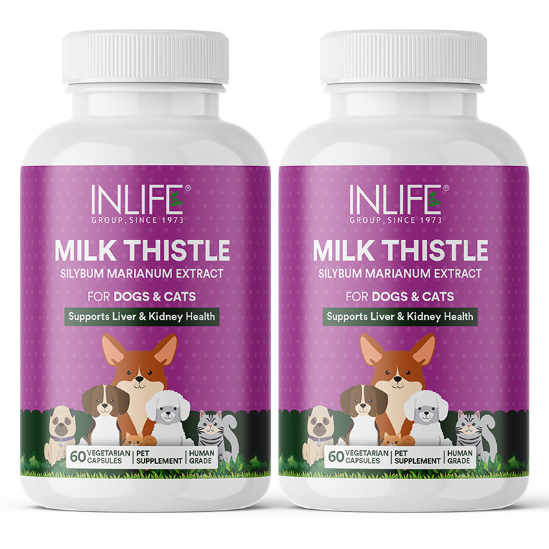 Inlife Milk Thistle Capsules for Dogs & Cats | 400mg | 60 Veg. Capsules