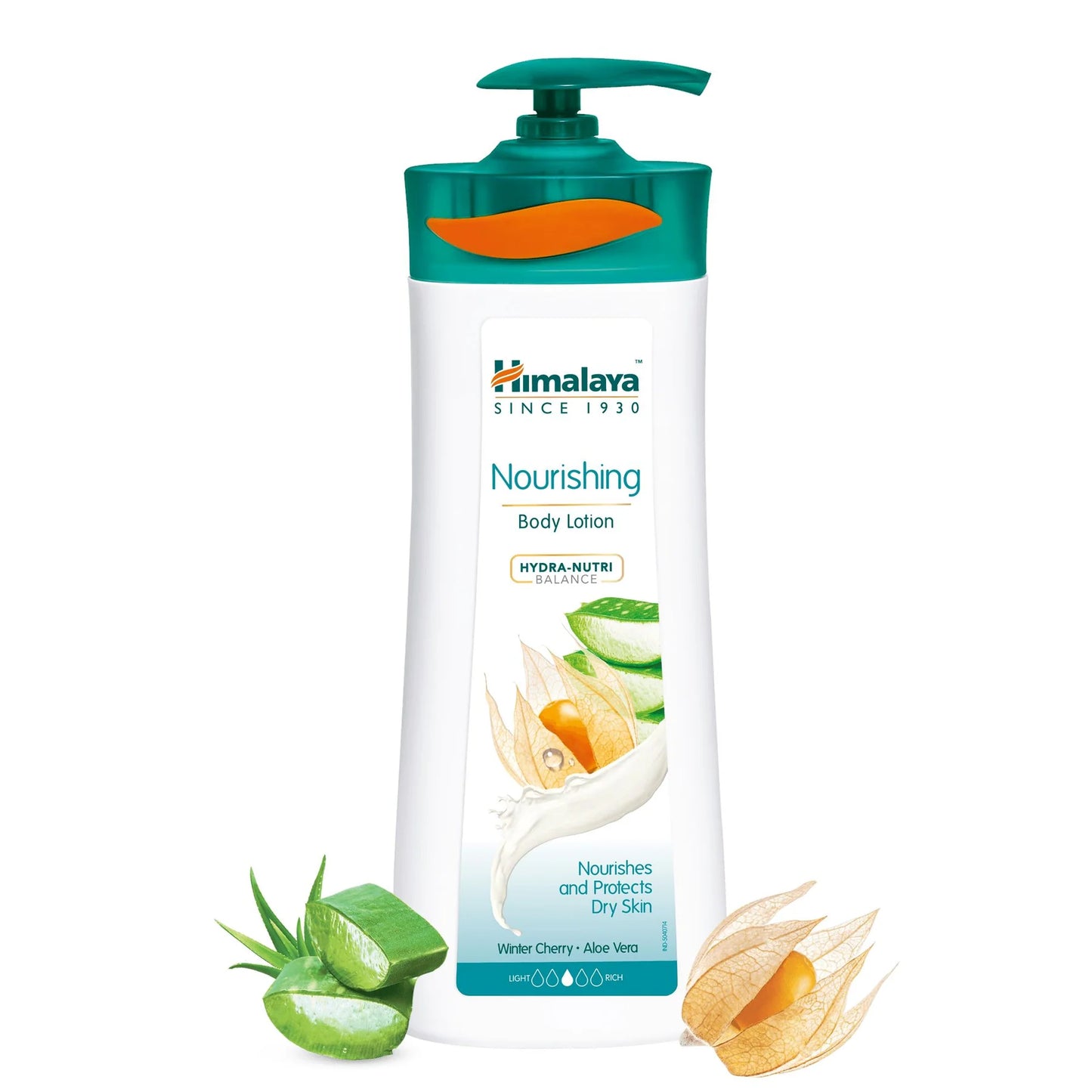 Himalaya Nourishing Body Lotion bottle with pump on a white background