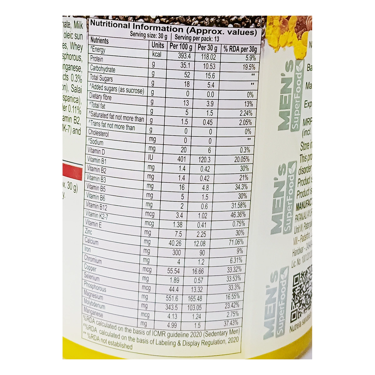 Combo Pat. Nutrela Men'S Superfood + Moringa (400G+60N)