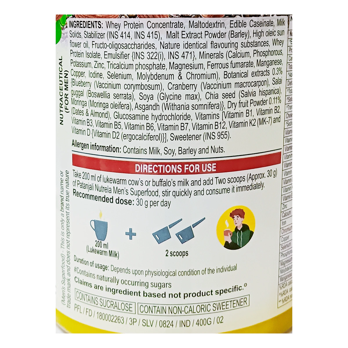 Combo Pat. Nutrela Men'S Superfood + Moringa (400G+60N)