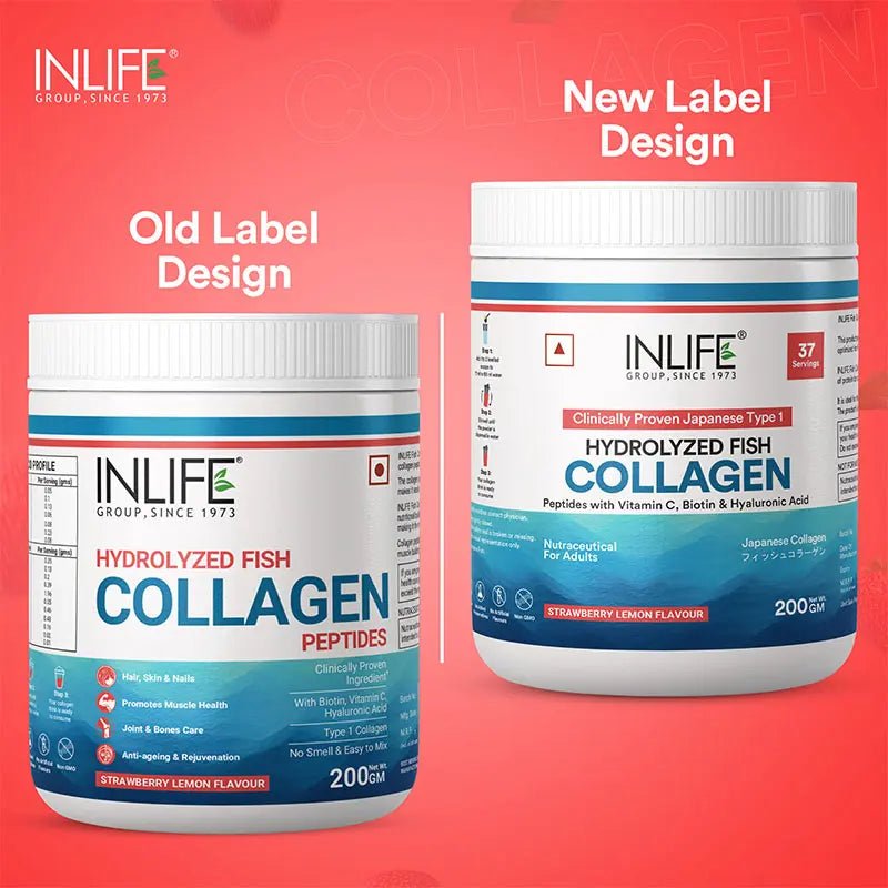 Inlife Japanese Marine Fish Collagen Supplements for Women & Men | Clinically Proven Ingredient | 200g Powder