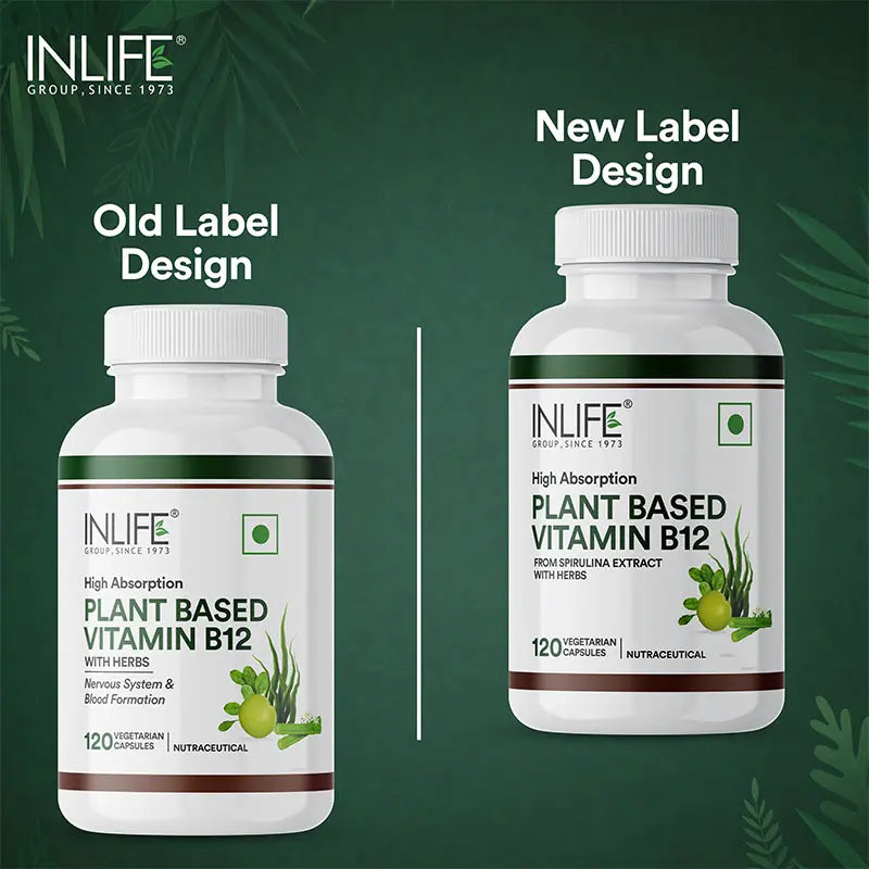 Inlife Plant-Based Vitamin B12 Supplement | 120 Veg. Capsules