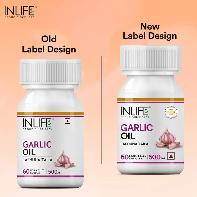 Inlife Garlic Oil Supplement | 500mg | 60 Liquid Filled Capsules