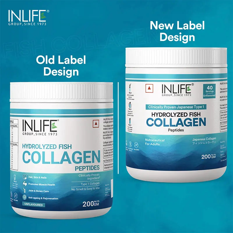 Inlife  Hydrolyzed Japanese Marine Fish Collagen Peptides Powder | Clinically Proven Ingredient | 200g Unflavored
