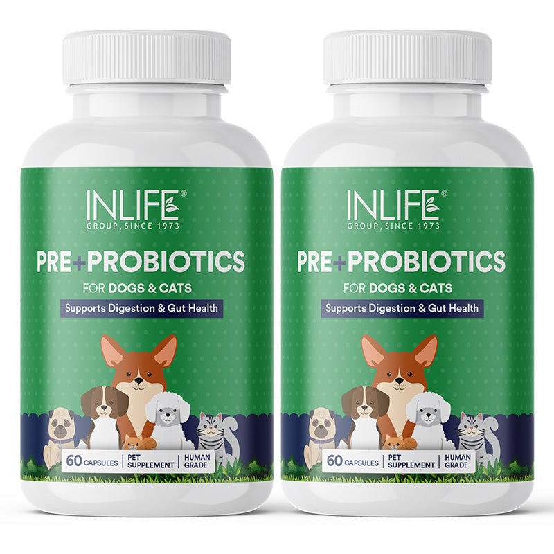 Inlife Prebiotics & Probiotics Pet Supplements for Dogs Cats Capsules - 7