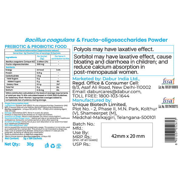 Siens By Dabur Daily Pre & Probiotics For Gut health
                    
                      - 15 Sachets