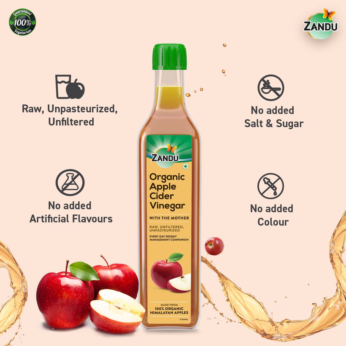 Zandu Organic Apple Cider Vinegar 500ml
