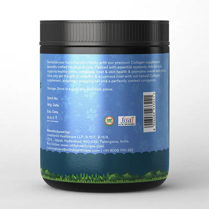 Inlife Hydrolyzed Type 1 & 3 Collagen Peptides Supplement for Pets  | Available in 3 flavors: - 14