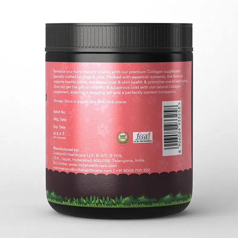 Inlife Hydrolyzed Type 1 & 3 Collagen Peptides Supplement for Pets  | Available in 3 flavors: - 21