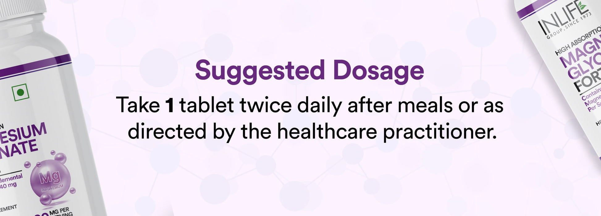 Inlife Chelated Magnesium Glycinate Forte Supplement 2000mg 60 Tablets