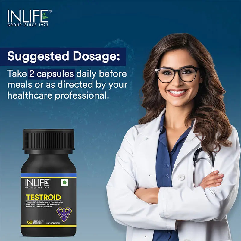 Inlife Testroid Supplement for Men | 60 Veg. Capsules