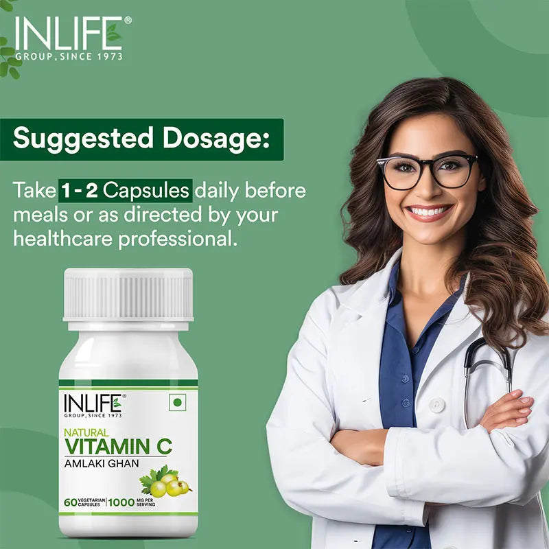 Inlife Natural Vitamin C Amla Extract | 1000mg | 60 Veg. Capsules