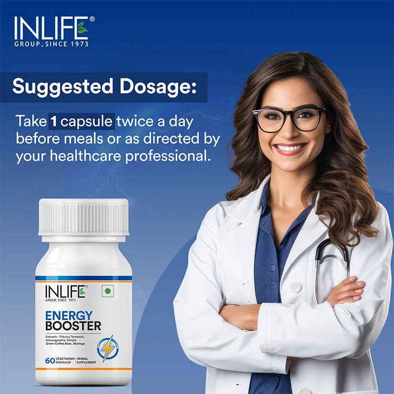 Inlife Energy Booster Supplement | 500mg | 60 Veg. Capsules