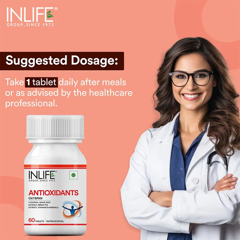 Inlife Antioxidants Supplement with Lycopene, Grape Seed, Green Tea Extract Tablets - 4