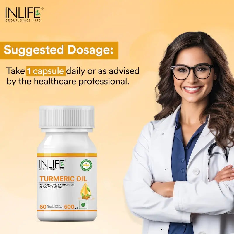 Inlife Turmeric Oil Supplement | 500mg | Veg. Capsules - 6