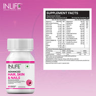 Inlife Advanced Hair, Skin & Nails Supplement | 60 Veg. Capsules