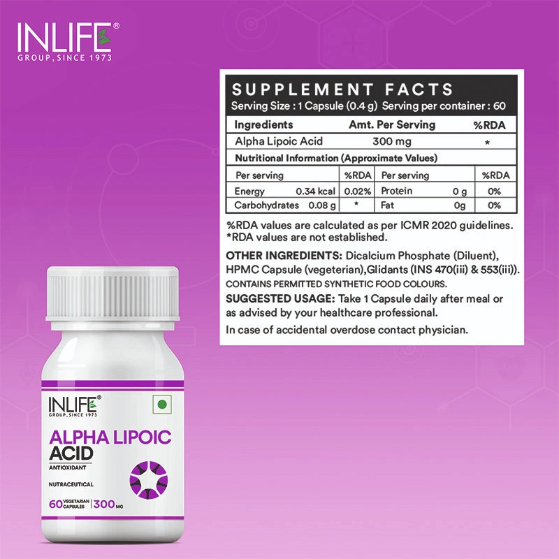 Inlife Alpha Lipoic Acid (ALA) 300mg 60 Capsules