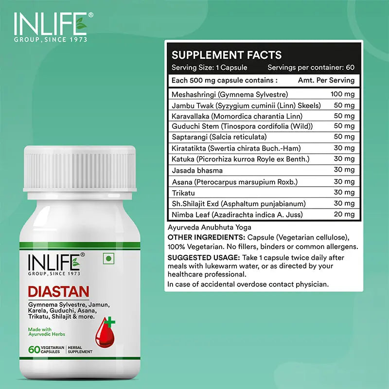 Inlife  Diastan Capsules Herbal Ayurvedic 60 Capsules
