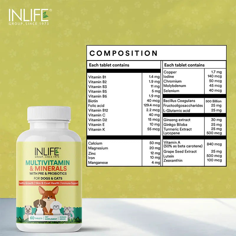 Inlife Multivitamin and Minerals Supplement for Pets 60 Tablets