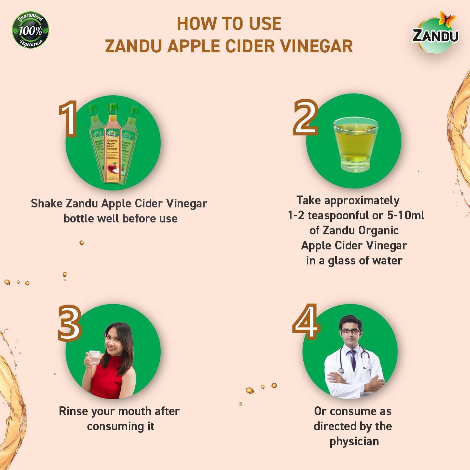 Zandu Organic Apple Cider Vinegar 500ml