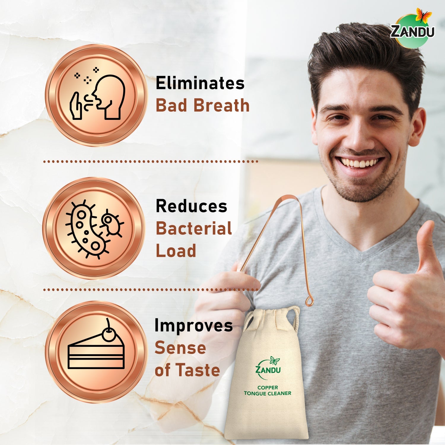 Zandu Copper Tongue Cleaner