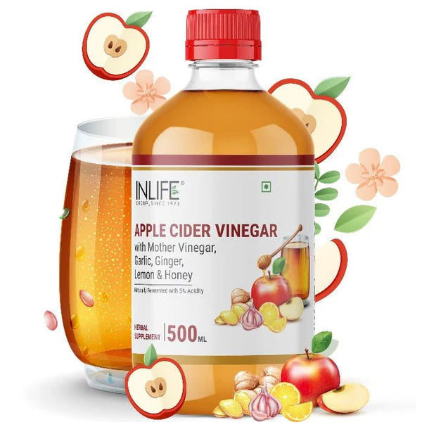 Inlife Apple Cider Vinegar with Garlic, Ginger, Lemon, Honey with Mother Vinegar | 500 ml