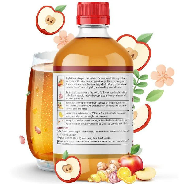 Inlife Apple Cider Vinegar with Garlic, Ginger, Lemon, Honey with Mother Vinegar | 500 ml
